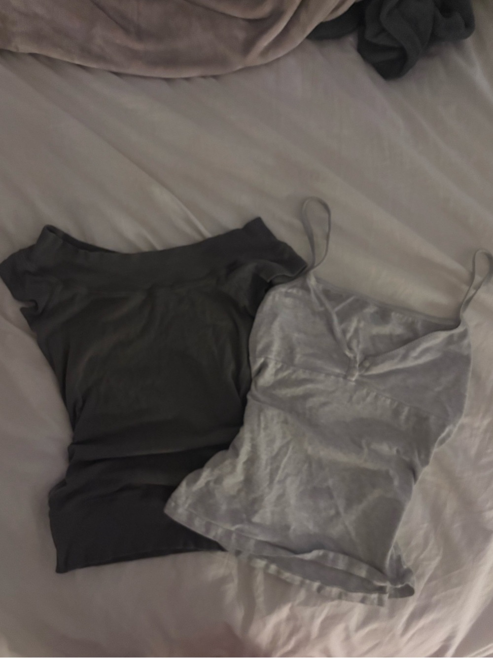 BUNDLE brandy Melville grey laced cami & dark grey off the shoulder top